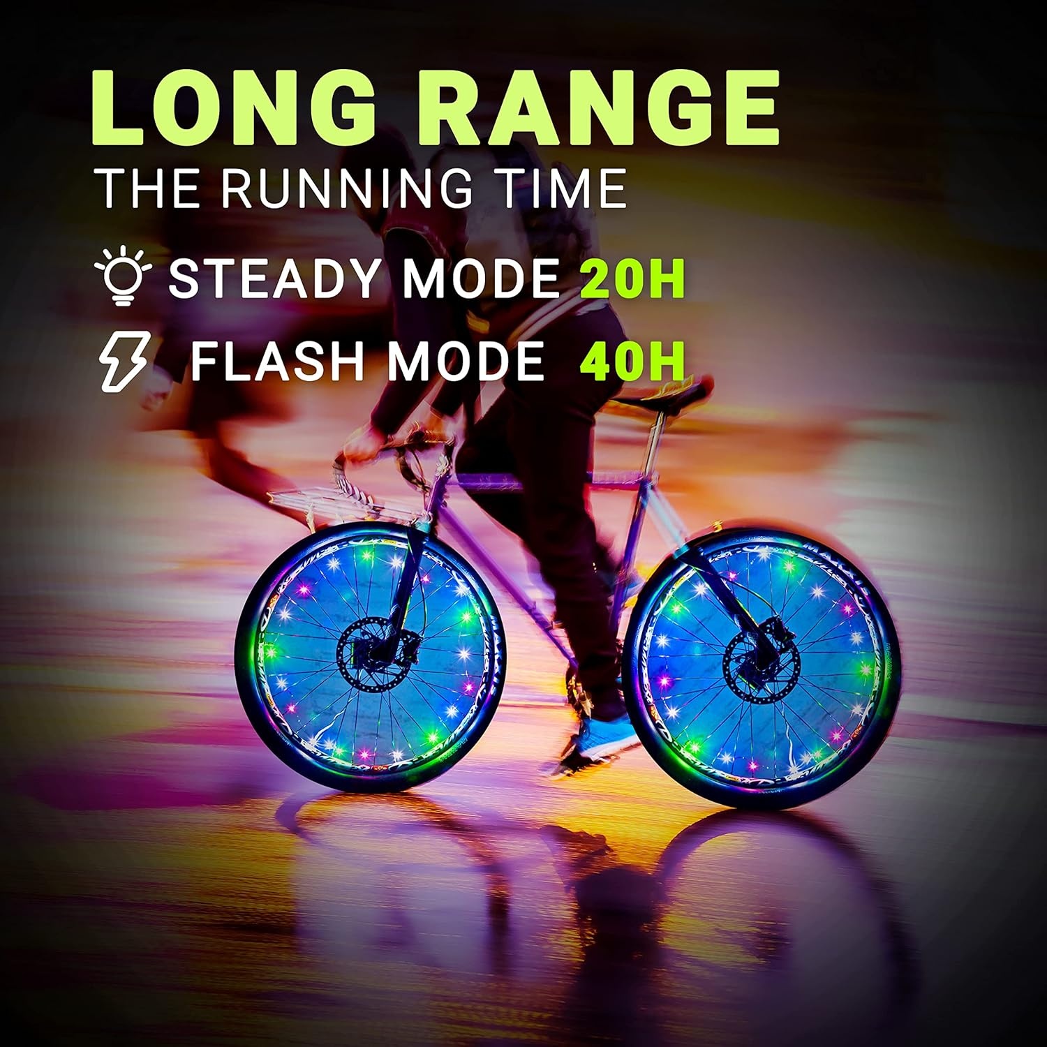 image:imageHimiway Colorful LED Bike Wheel Lights USB Charging 2tire Pack Bicycle Spoke Lights Super Waterproof Bike Lights for Wheels Ultra Bright Cycling Decoration Safety Warning Light for Kids Adults