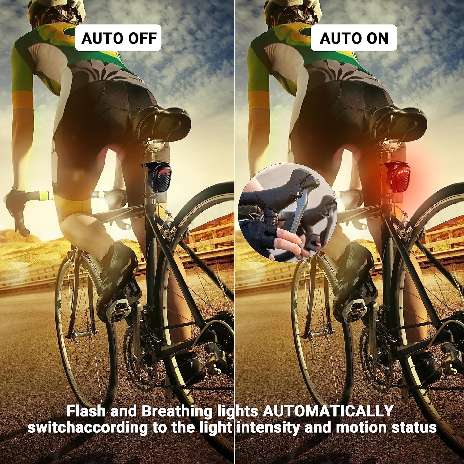 image:imageHimiway LED Bike Taillight Light Bike Light with Turn SignalsRemote Control  TaillightColorful  Taillight with Brake SensorTaillight with Alarm Horn Bicycle Light Waterproof USB Rechargeable