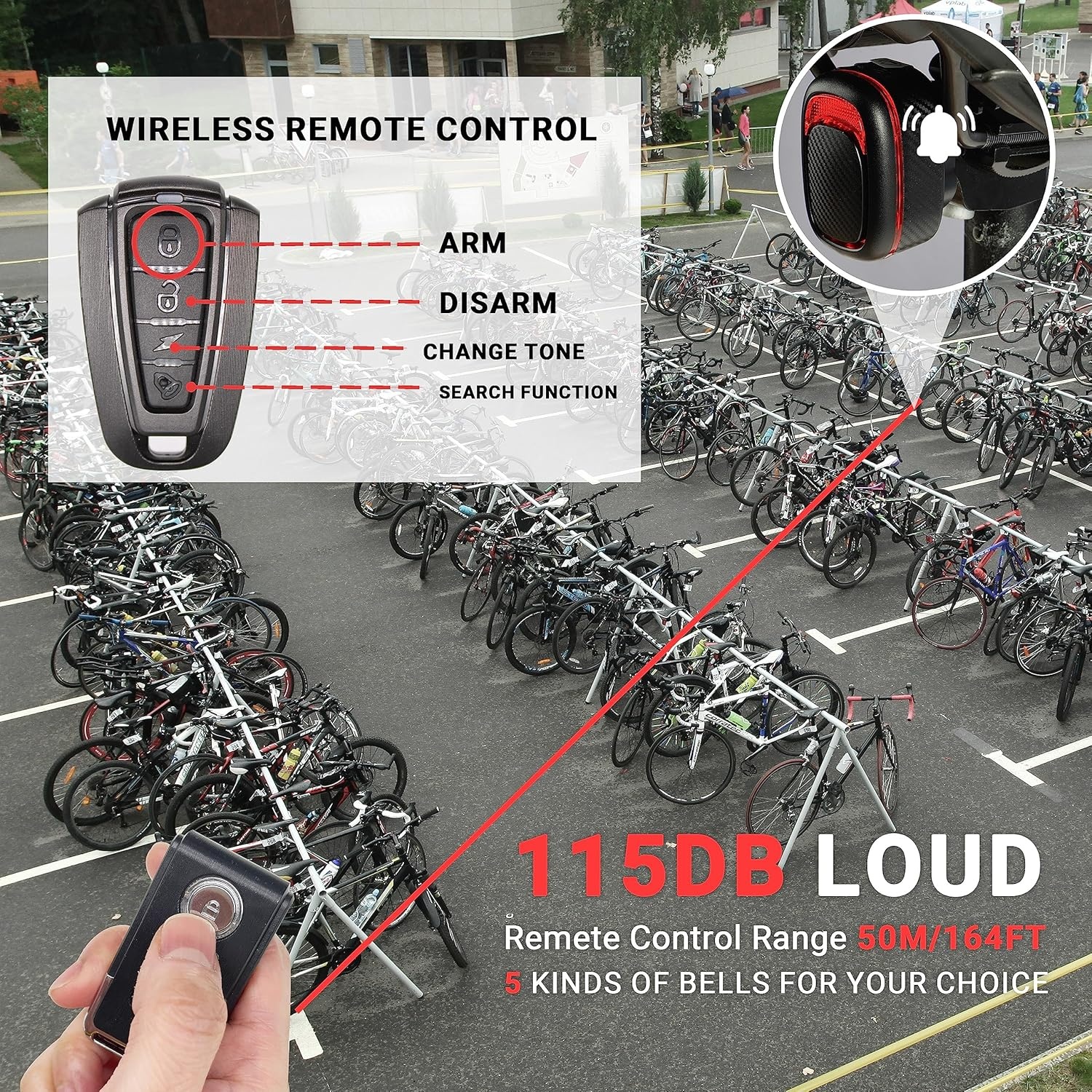image:imageHimiway LED Bike Taillight Light Bike Light with Turn SignalsRemote Control  TaillightColorful  Taillight with Brake SensorTaillight with Alarm Horn Bicycle Light Waterproof USB Rechargeable
