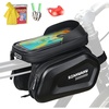 image:imageHimiway Bike Phone Mount Bag Waterproof Bicycle Phone Front Frame Bag EVA Hard Shell Bike Frame Bag Top Tube Bag Carbon Pattern PU Bicycle Phone Holder Compatible Phone under 9 Fit Most Bike Frame