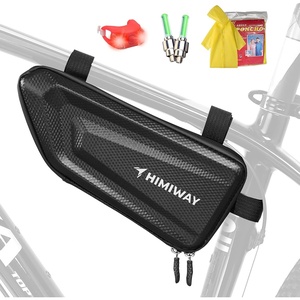 image:imageHimiway Bike Frame Bag EVA Hard Shell Bike Rack Bag IP65 Waterproof Bicycle Frame Bag Carbon Pattern PU Top Tube Bike Bag with Logo Reflective Strips Bike Bags Frame Large Capacity Fit Most Bike Frame