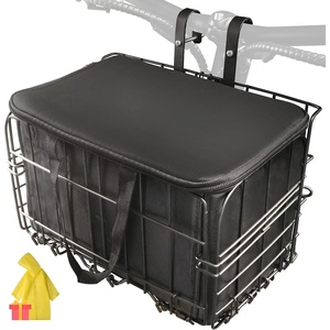 image:imageHimiway Folding Bike Basket  Front amp Rear Hanging Cargo Storage Basket Quick Release Mental Storage Rack for Bike Handlebar amp Rear Rack Max Load 66 lbs 11 lbs Waterproof amp AntiRustFront Basket With Storage Bag