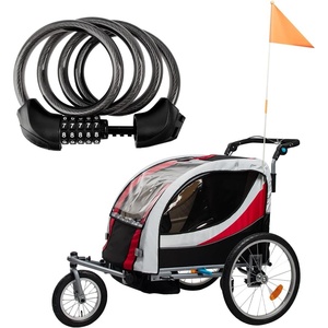 image:imageHimiway Bike Trailer amp Bike Cable Lock Upgrade Foldable Bike Cargo Trailer for Kids with 16 Wheels amp 155 lbs Max Load Bike Trailer Storage