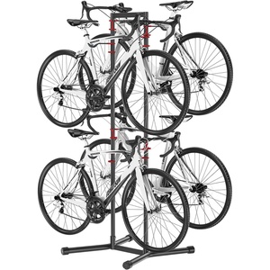 image:imageHimiway 4 Bike Rack Garage Storage Bicycle Garage Floor Stand with Adjustable Hooks No Drilling Required Vertical Bike Stand for Road MTB and Hybrid Bicycles Holds Up to 70kg